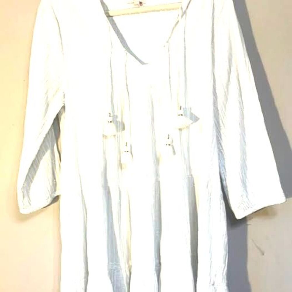 Pink Chicken White Tiered Tunic Dress Large with tassels